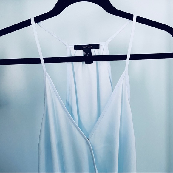 Forever 21 Tops - Forever 21 • Baby Blue Chiffon Surplice Bodysuit